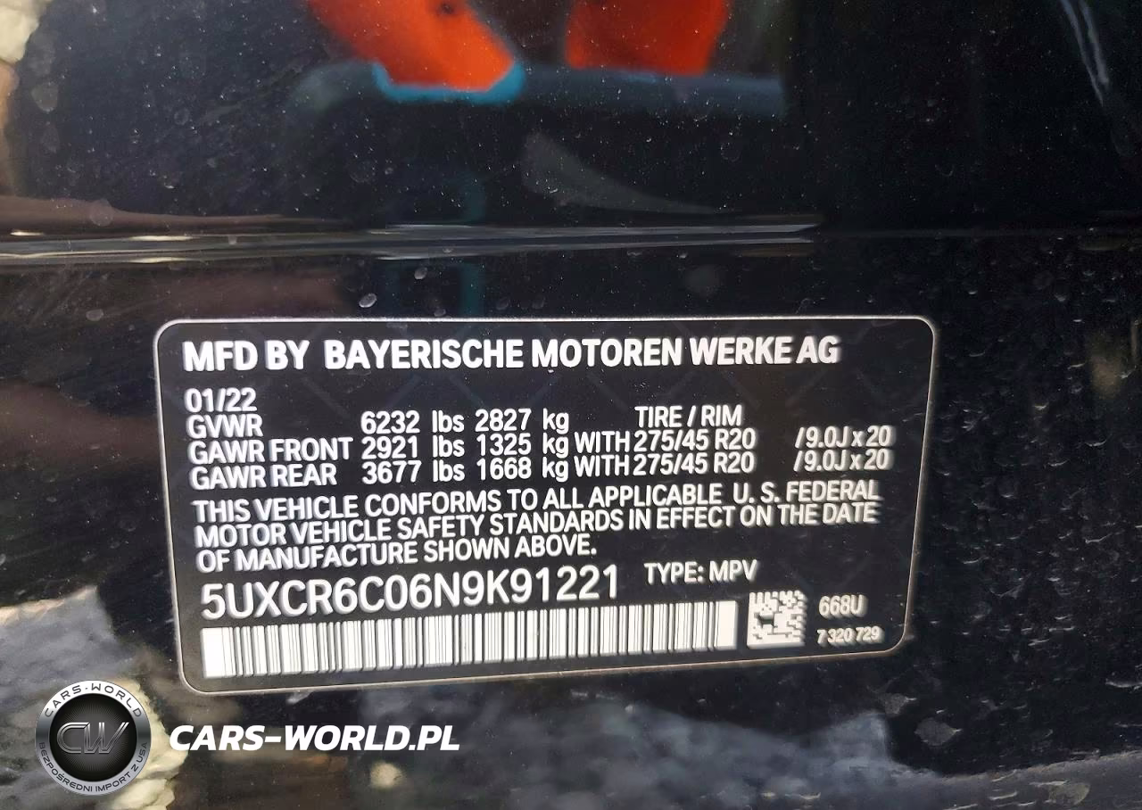 2022 BMW X5 xDrive40I VIN:5UXCR6C06N9K91221 - 13