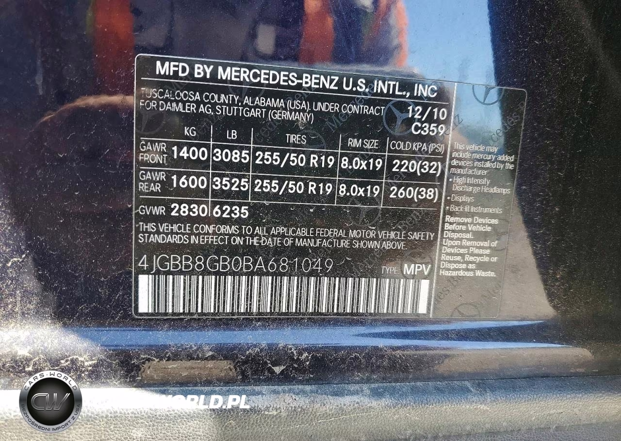 2011 Mercedes-Benz Ml 350 4Matic VIN:4JGBB8GB0BA681049 - 13