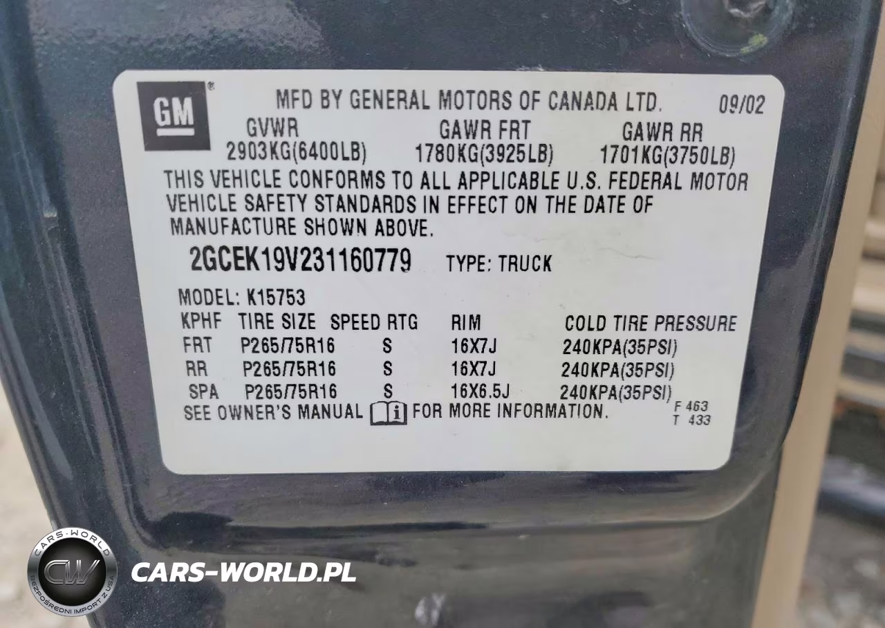 2003 Chevrolet Silverado K1500 VIN:2GCEK19V231160779 - 12