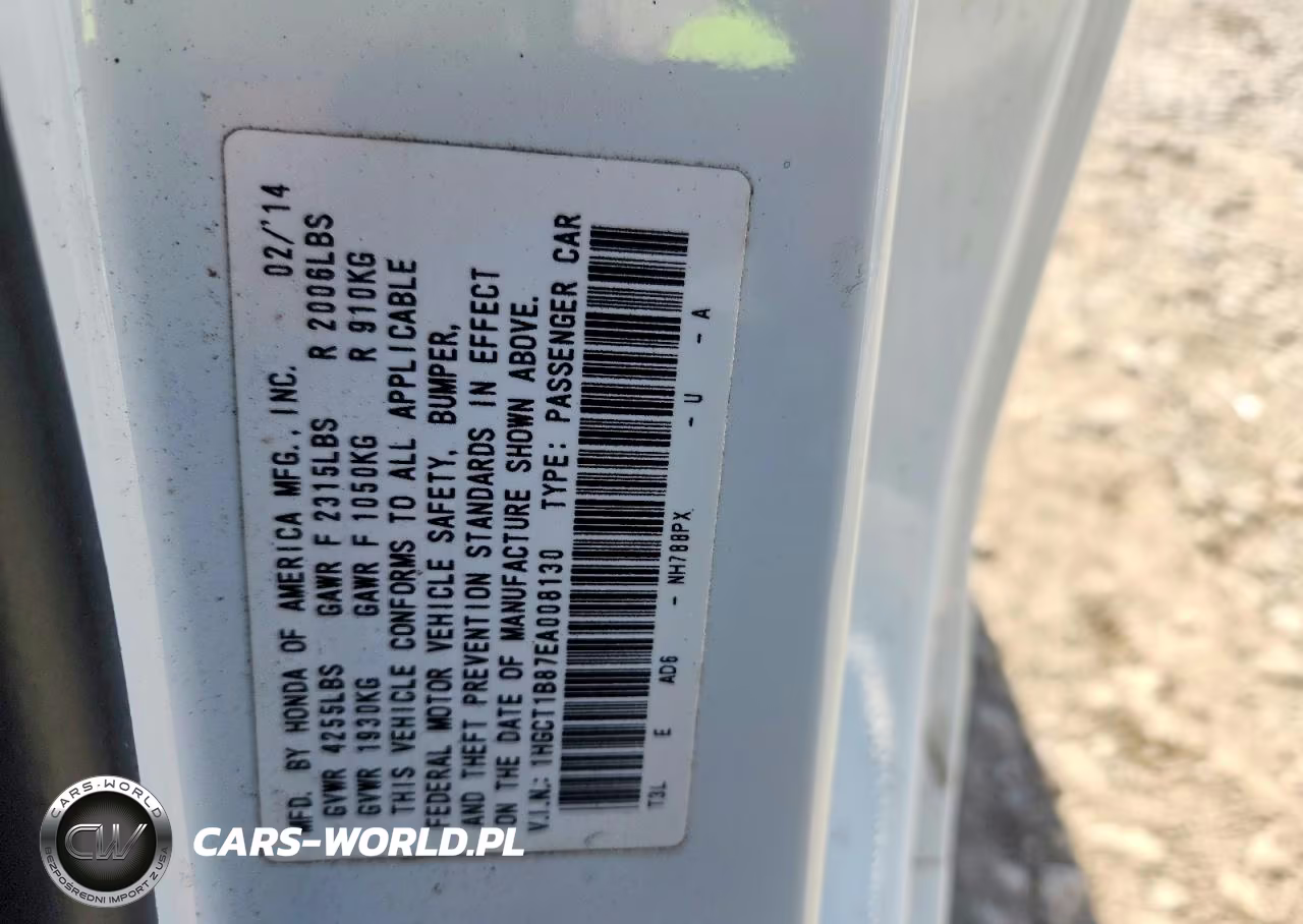2014 Honda Accord Exl VIN:1HGCT1B87EA008130 - 12