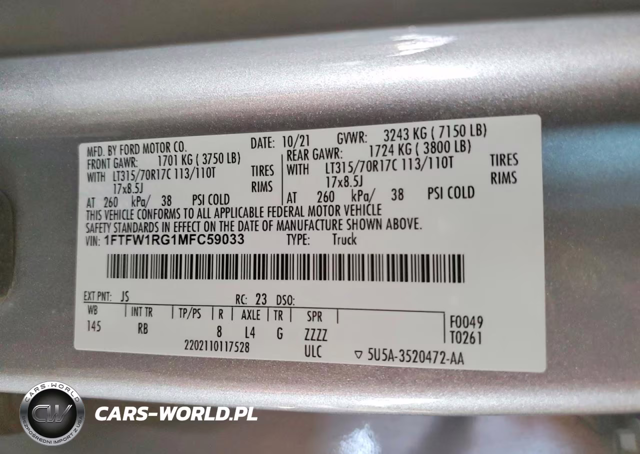 2021 Ford F150 Raptor VIN:1FTFW1RG1MFC59033 - 12
