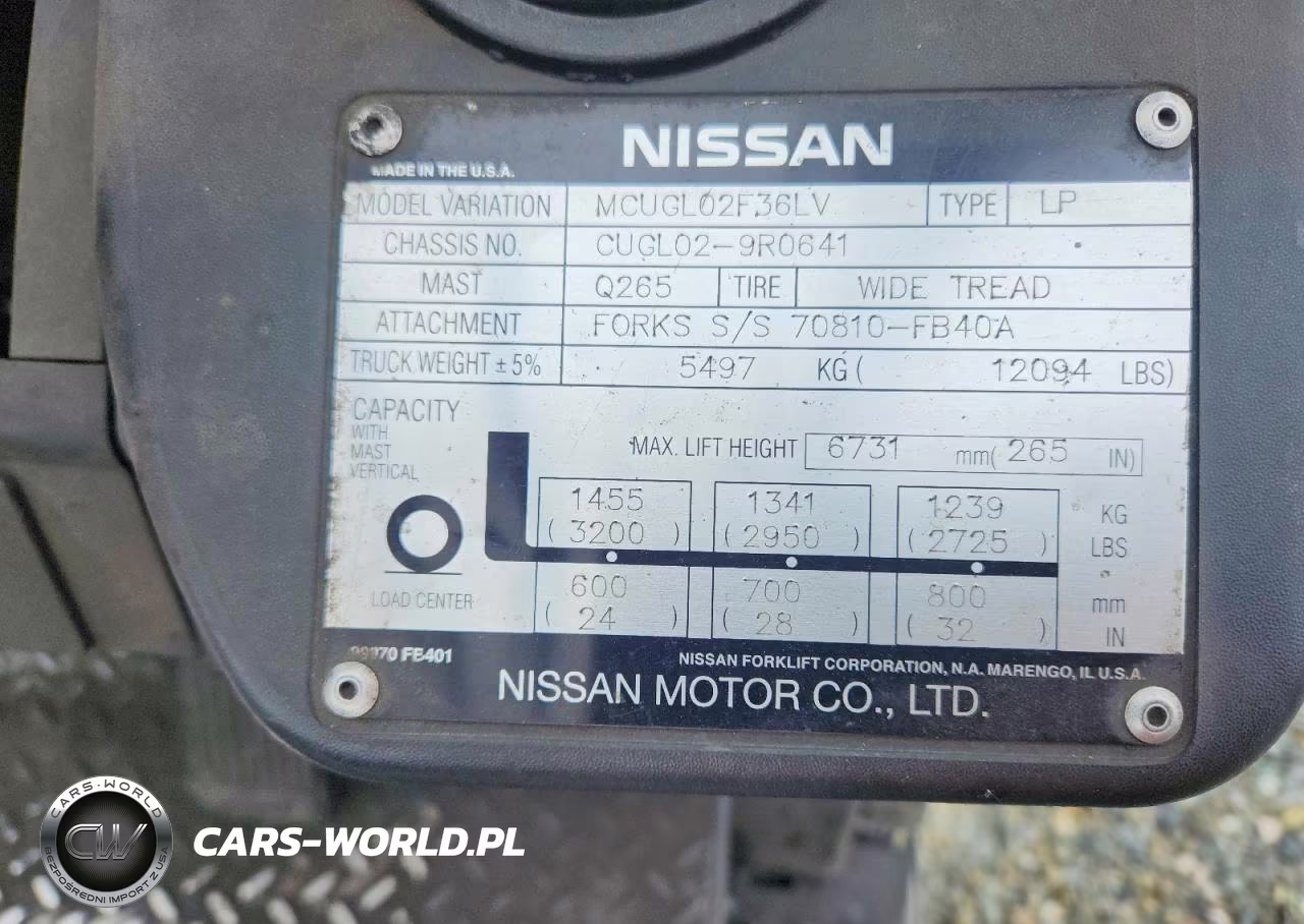 1998 Nissan Mcugl02F36Lv Forklift VIN:CUGL029R0641 - 10