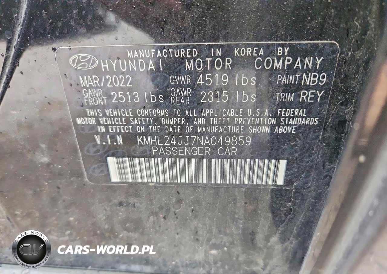 2022 Hyundai Sonata Hybrid Blue VIN:KMHL24JJ7NA049859 - 12
