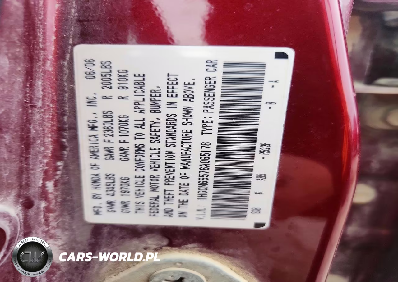 2006 Honda Accord Ex VIN:1HGCM66576A065178 - 12