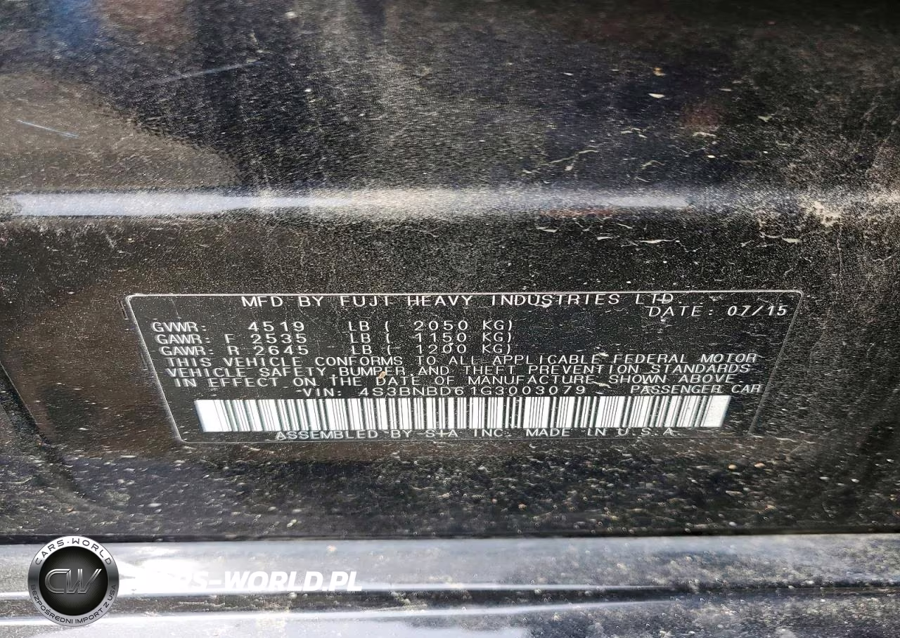 2016 Subaru Legacy 2.5I Premium VIN:4S3BNBD61G3003079 - 12