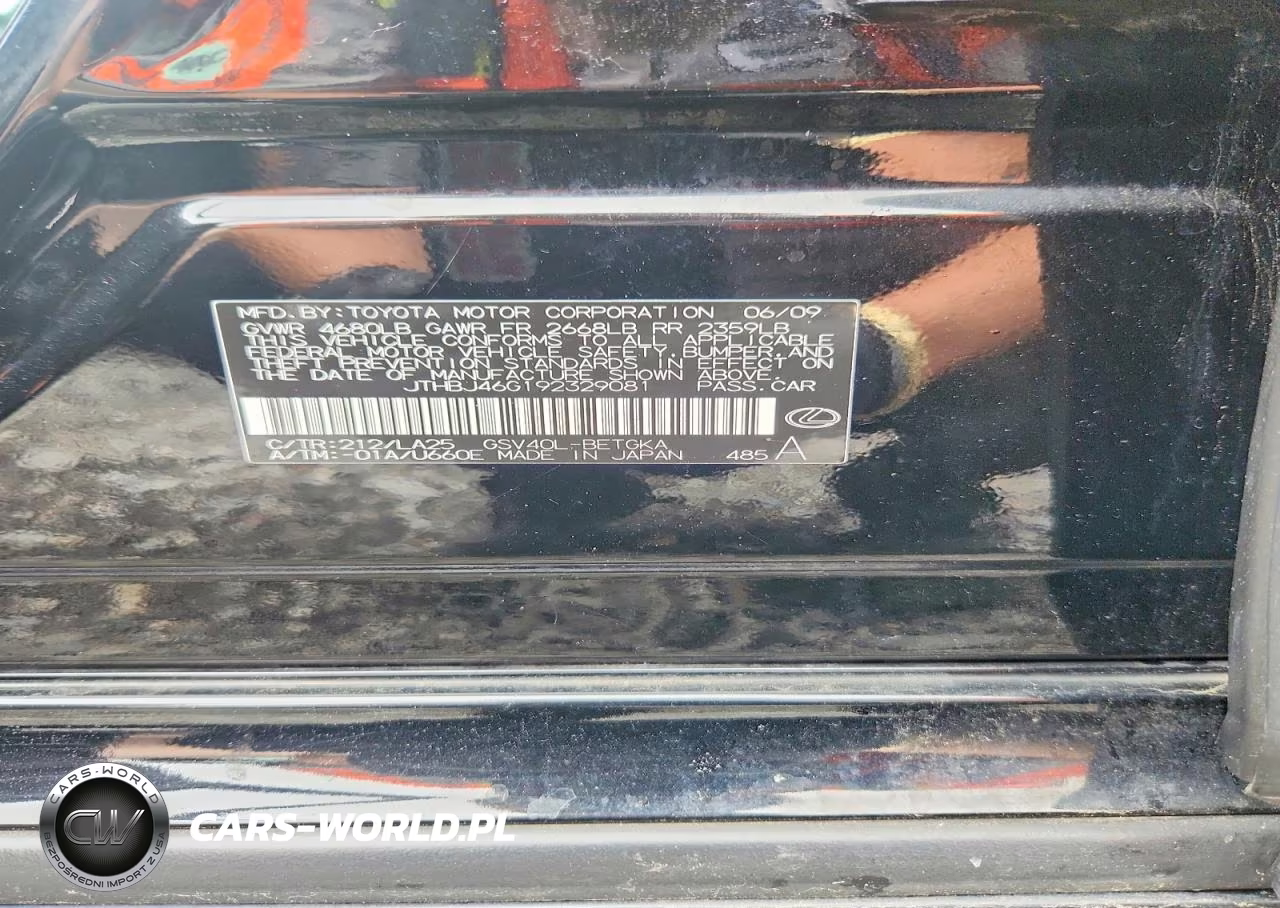 2009 Lexus Es 350 VIN:JTHBJ46G192329081 - 12
