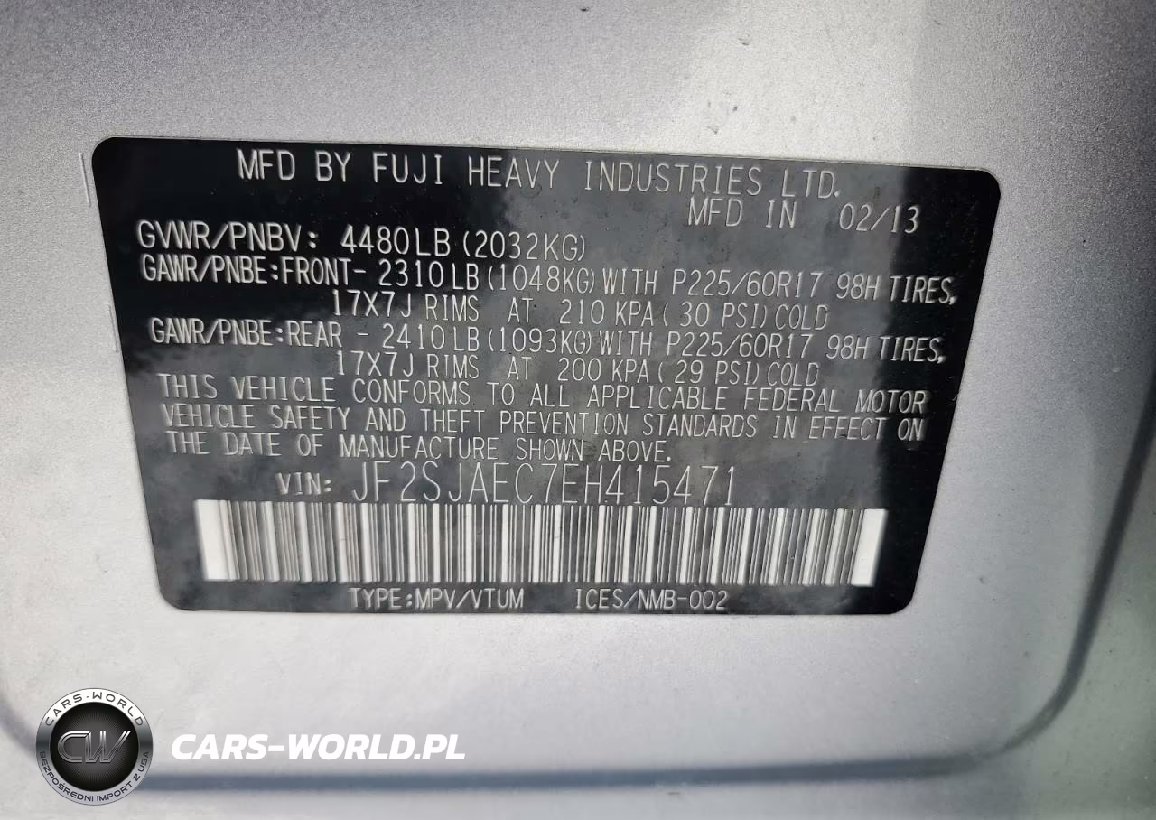 2014 Subaru Forester 2.5I Premium VIN:JF2SJAEC7EH415471 - 13
