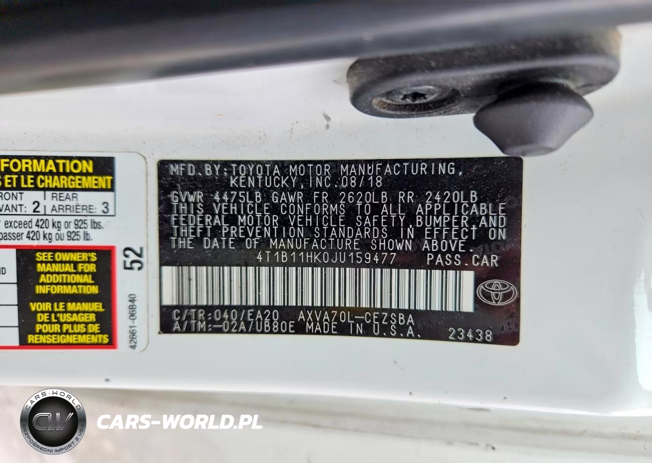 2018 Toyota Camry Se VIN:4T1B11HK0JU159477 - 13