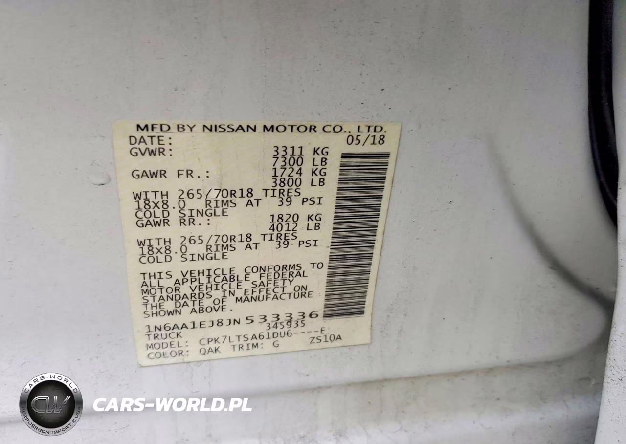 2018 Nissan Titan S VIN:1N6AA1EJ8JN533336 - 12