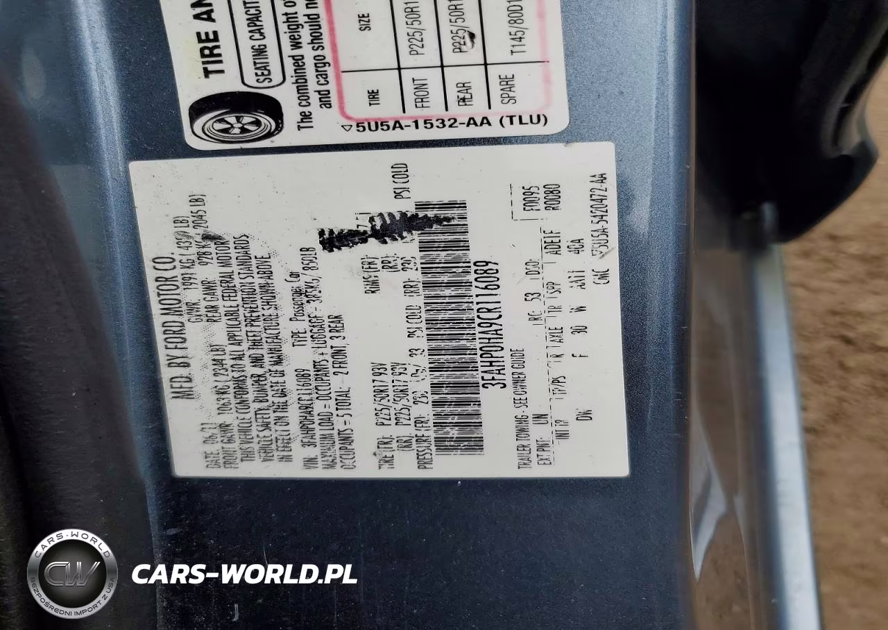 2012 Ford Fusion VIN:3FAHP0HA9CR116089 - 12