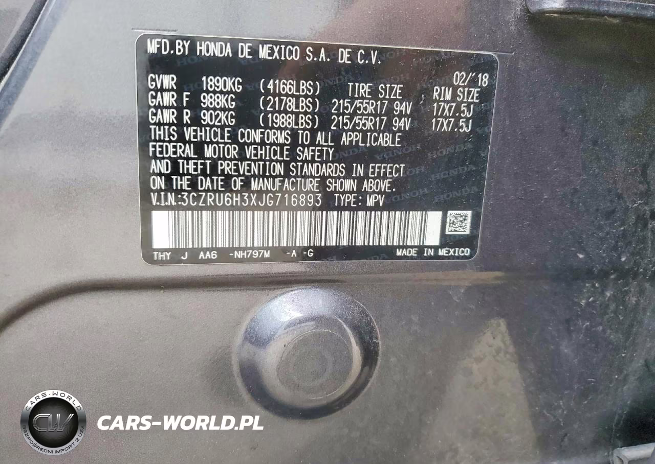 2018 Honda Hr-V Lx VIN:3CZRU6H3XJG716893 - 14