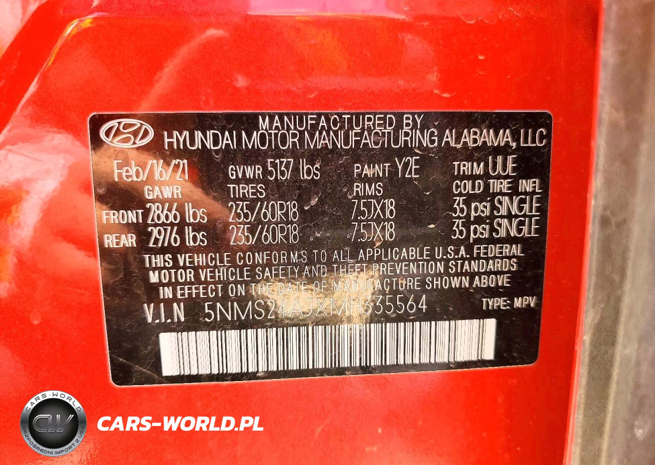 2021 Hyundai Santa Fe Sel VIN:5NMS24AJXMH335564 - 12