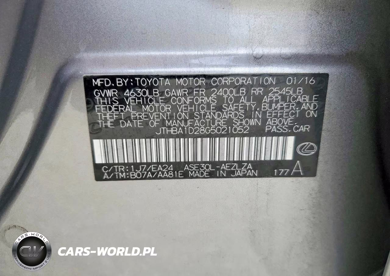 2016 Lexus Is 200T VIN:JTHBA1D28G5021052 - 12