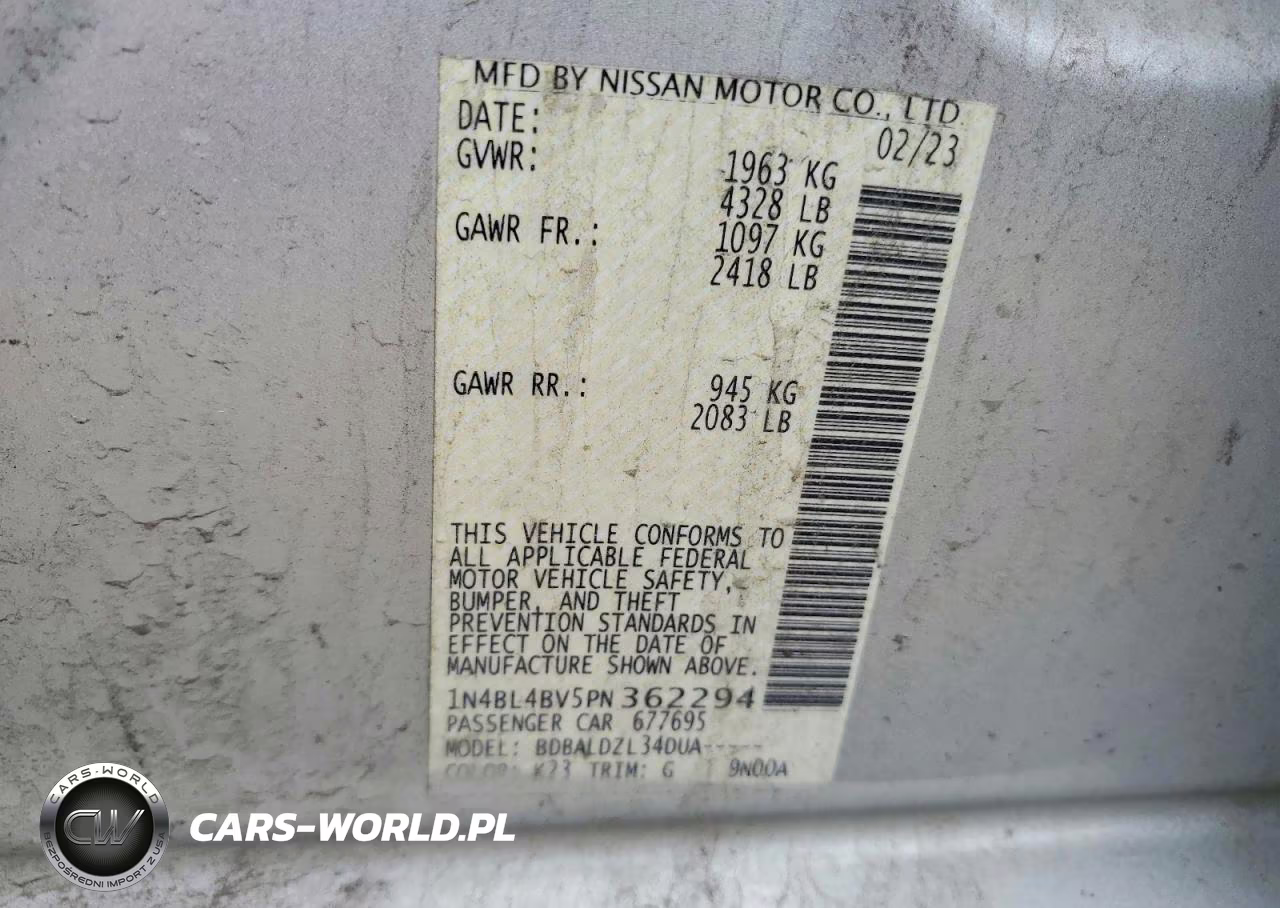 2023 Nissan Altima S VIN:1N4BL4BV5PN362294 - 12