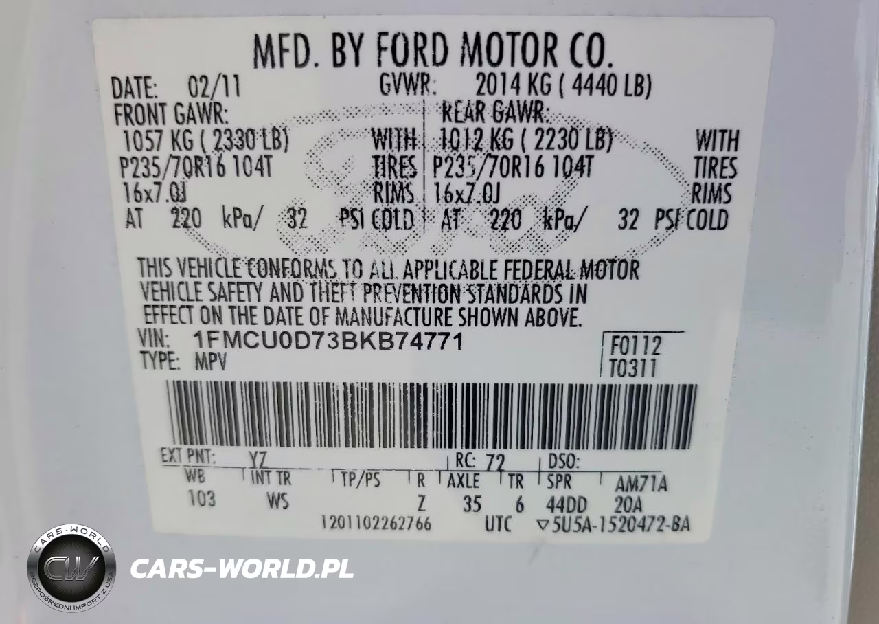 2011 Ford Escape Xlt VIN:1FMCU0D73BKB74771 - 12