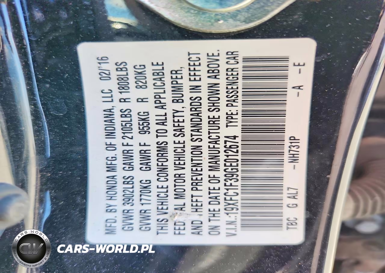 2016 Honda Civic Ex VIN:19XFC1F39GE012674 - 12
