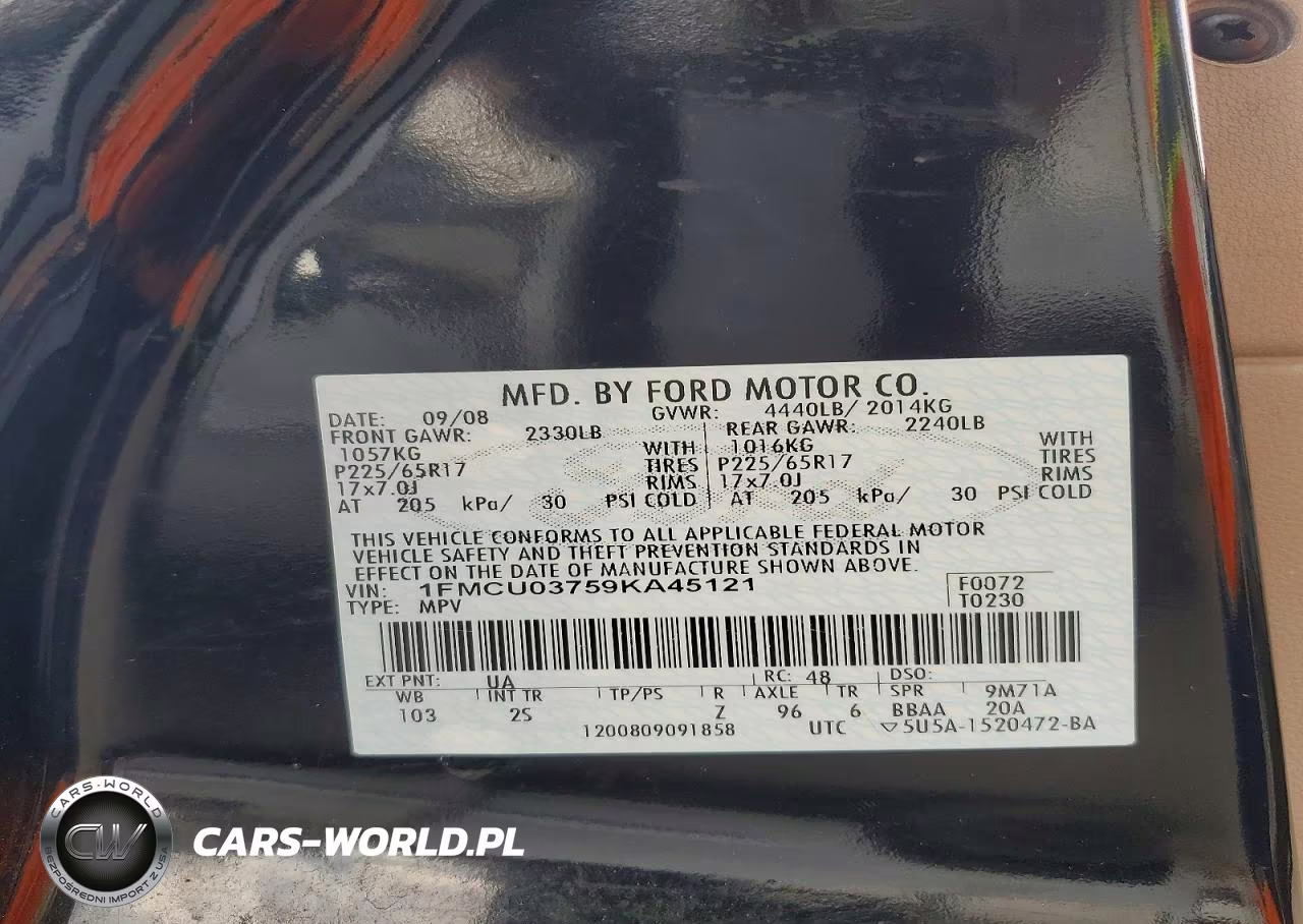 2009 Ford Escape Xlt VIN:1FMCU03759KA45121 - 13