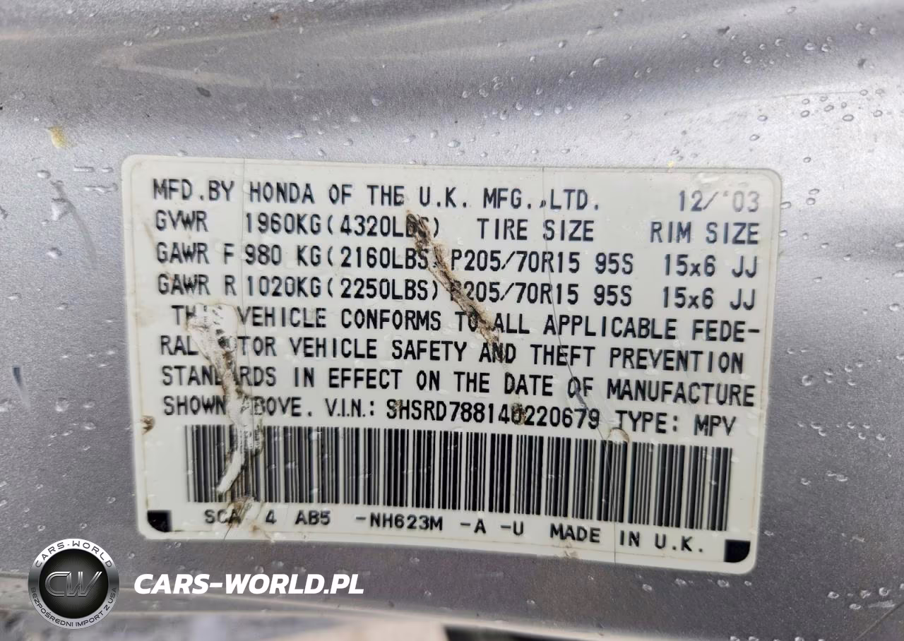2004 Honda Cr-V Ex VIN:SHSRD78814U220679 - 13