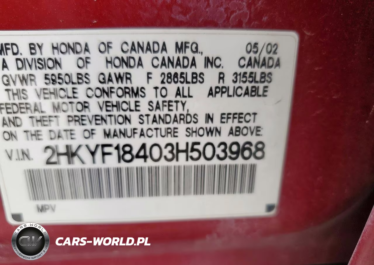2003 Honda Pilot Ex VIN:2HKYF18403H503968 - 14