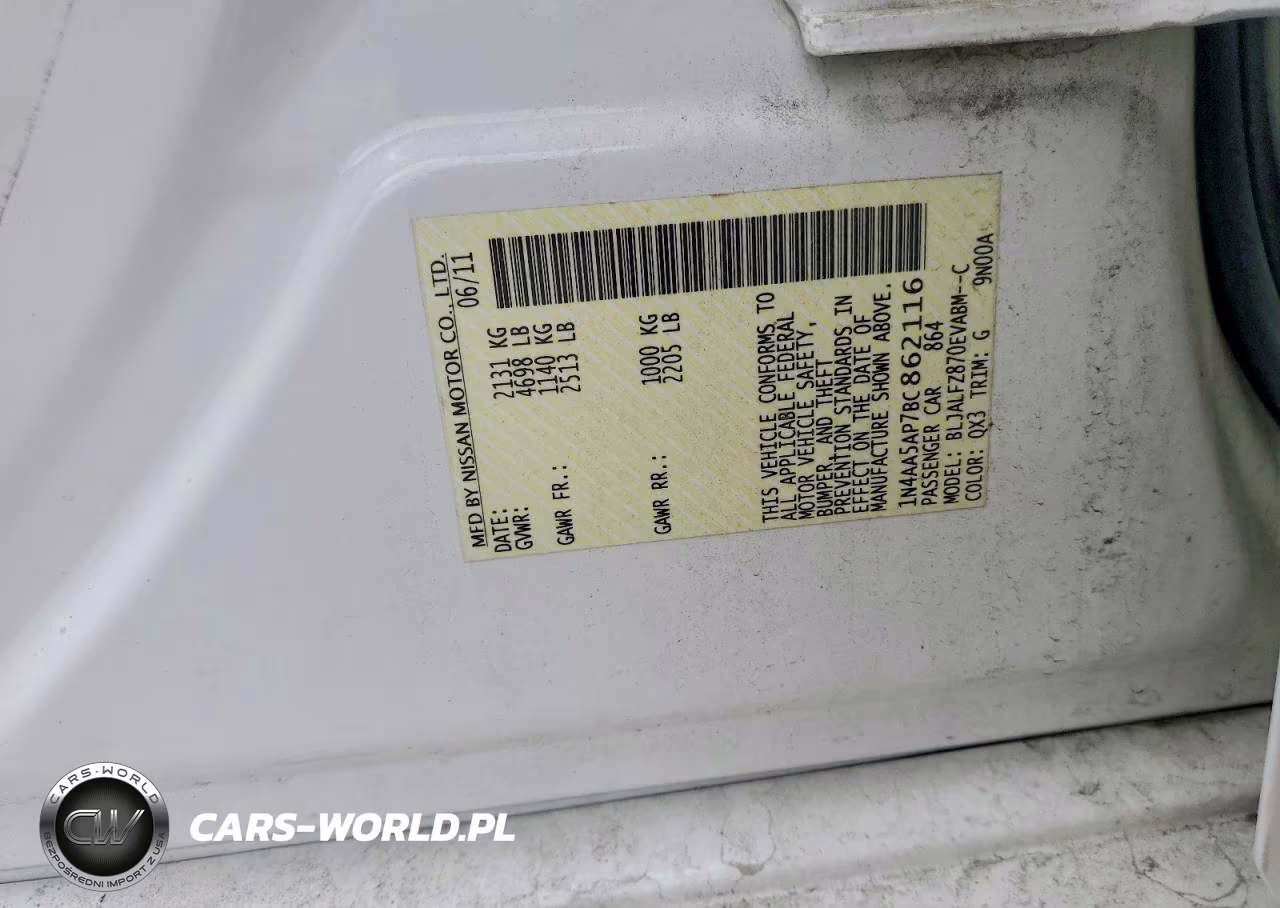 2011 Nissan Maxima 3.5 S VIN:1N4AA5AP7BC862116 - 13
