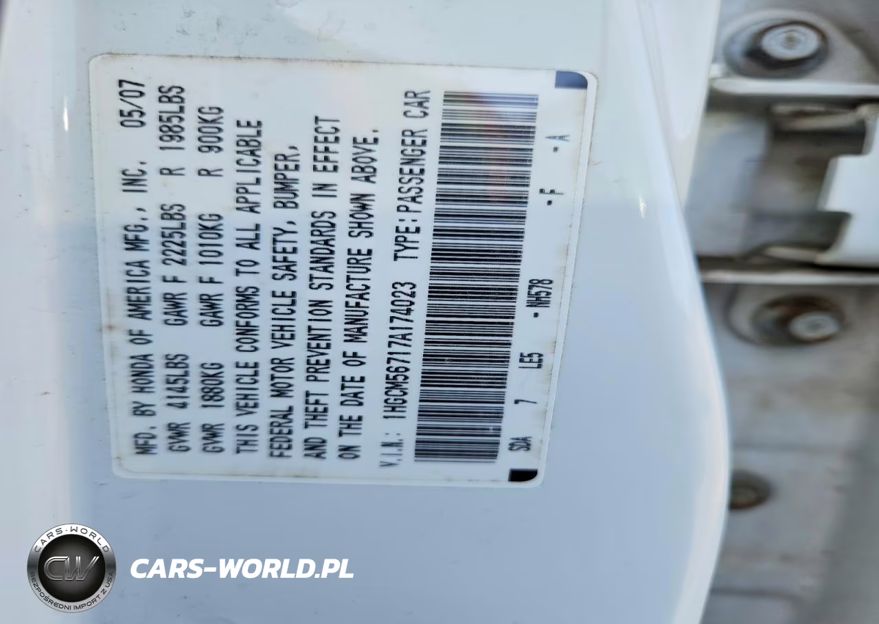 2007 Honda Accord Ex VIN:1HGCM56717A174023 - 12