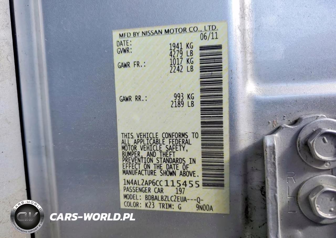 2012 Nissan Altima 2.5 VIN:1N4AL2AP6CC115455 - 12