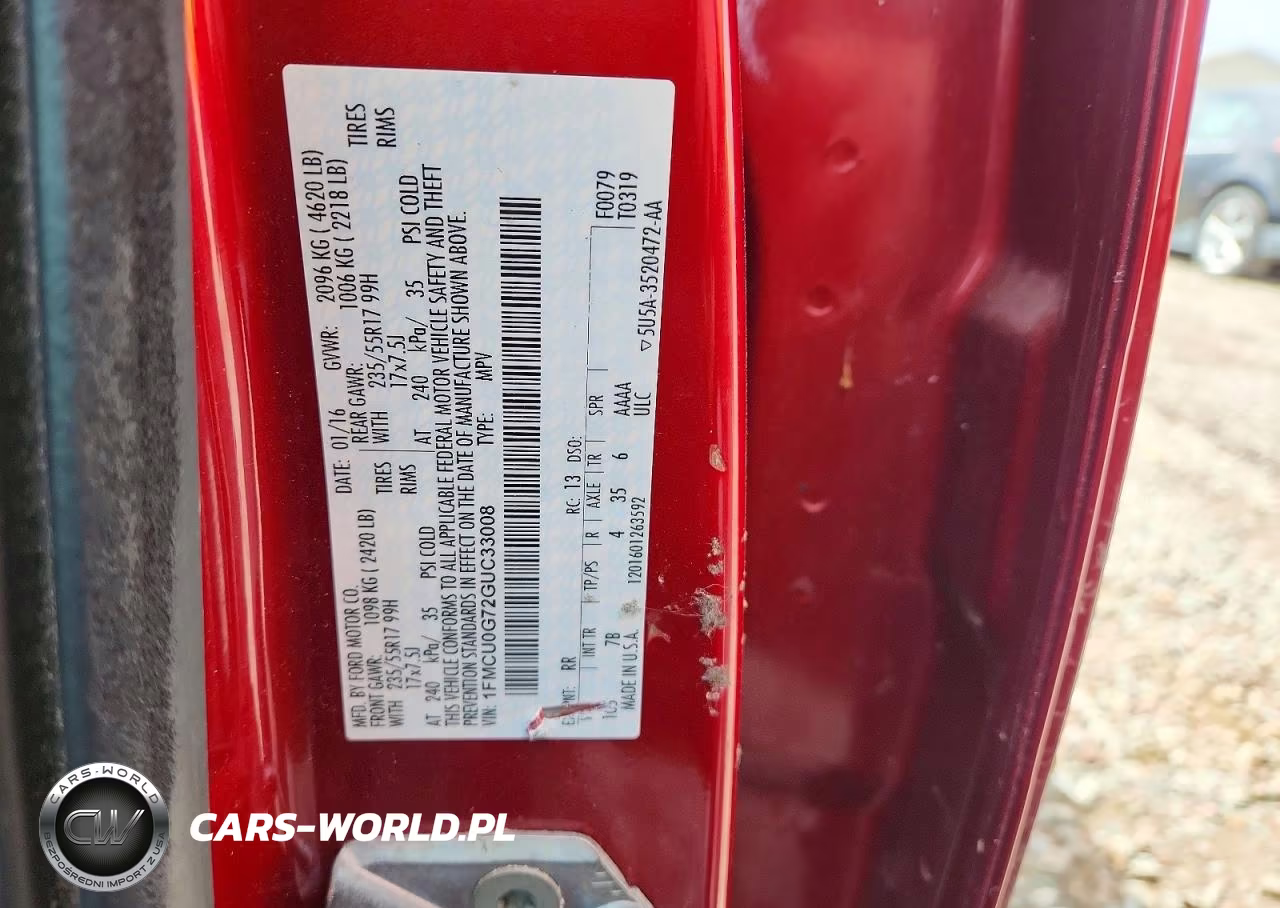2016 Ford Escape VIN:1FMCU0G72GUC33008 - 14