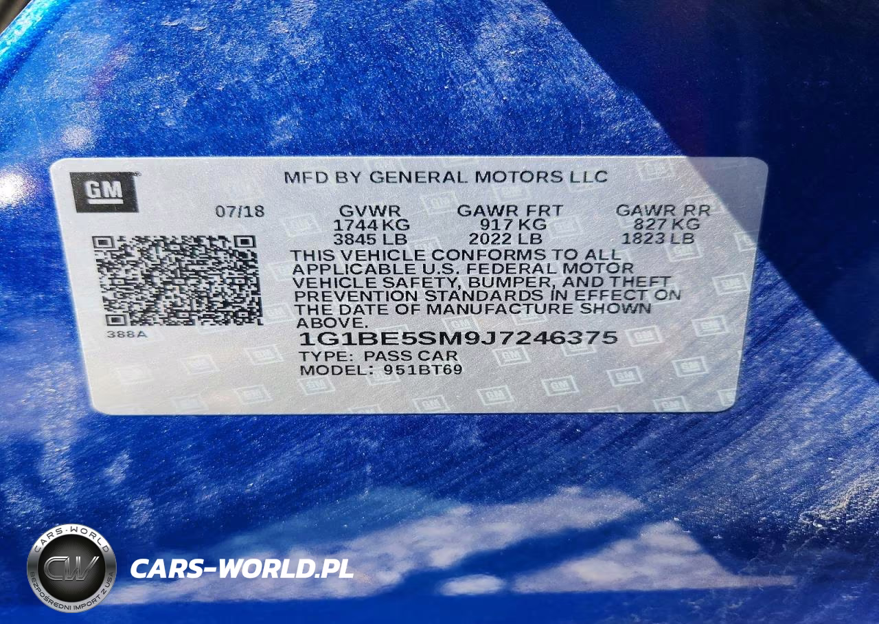 2018 Chevrolet Cruze Lt VIN:1G1BE5SM9J7246375 - 12