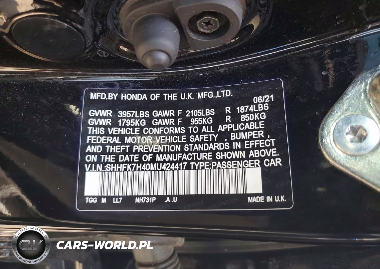 2021 Honda Civic Sport VIN:SHHFK7H40MU424417 - 12