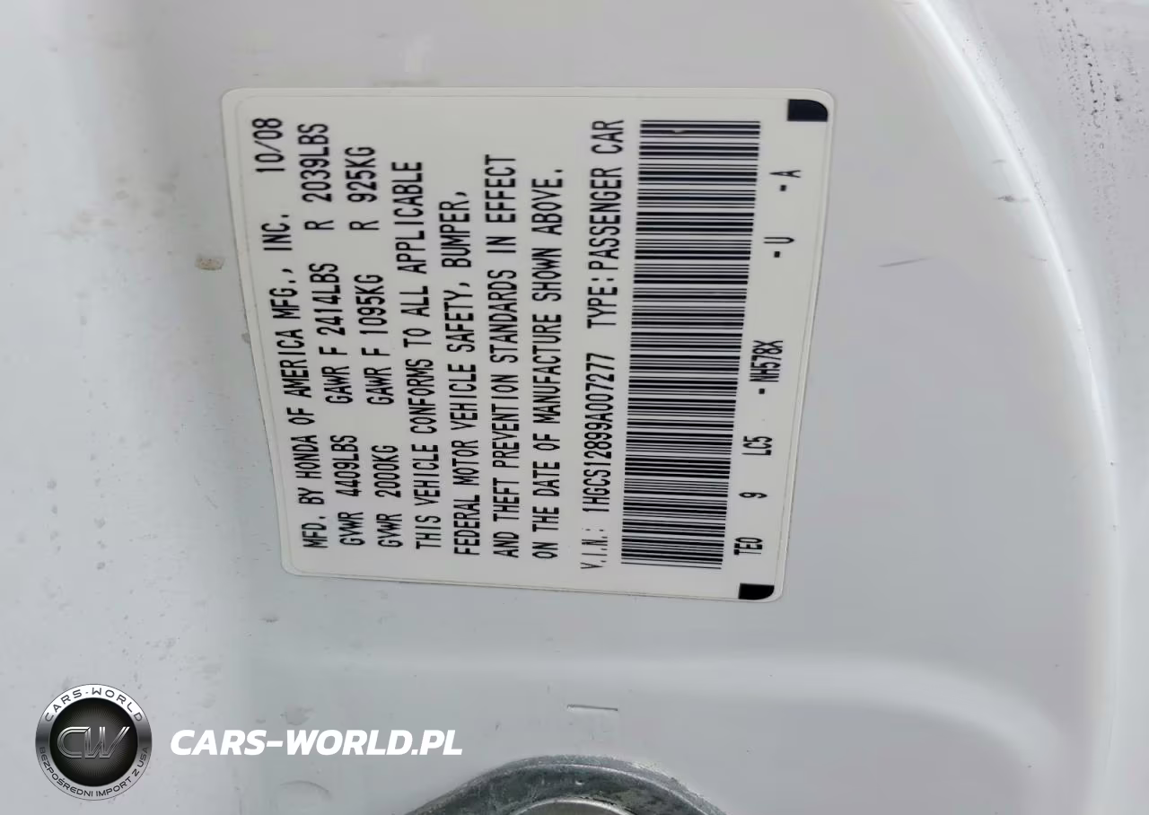 2009 Honda Accord Exl VIN:1HGCS12899A007277 - 13