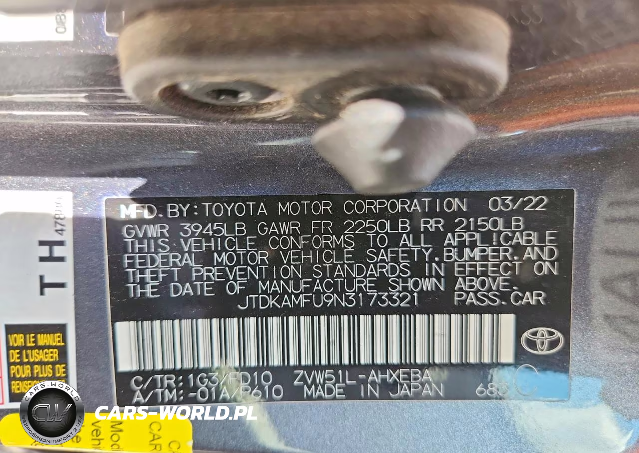 2022 Toyota Prius Le VIN:JTDKAMFU9N3173321 - 13