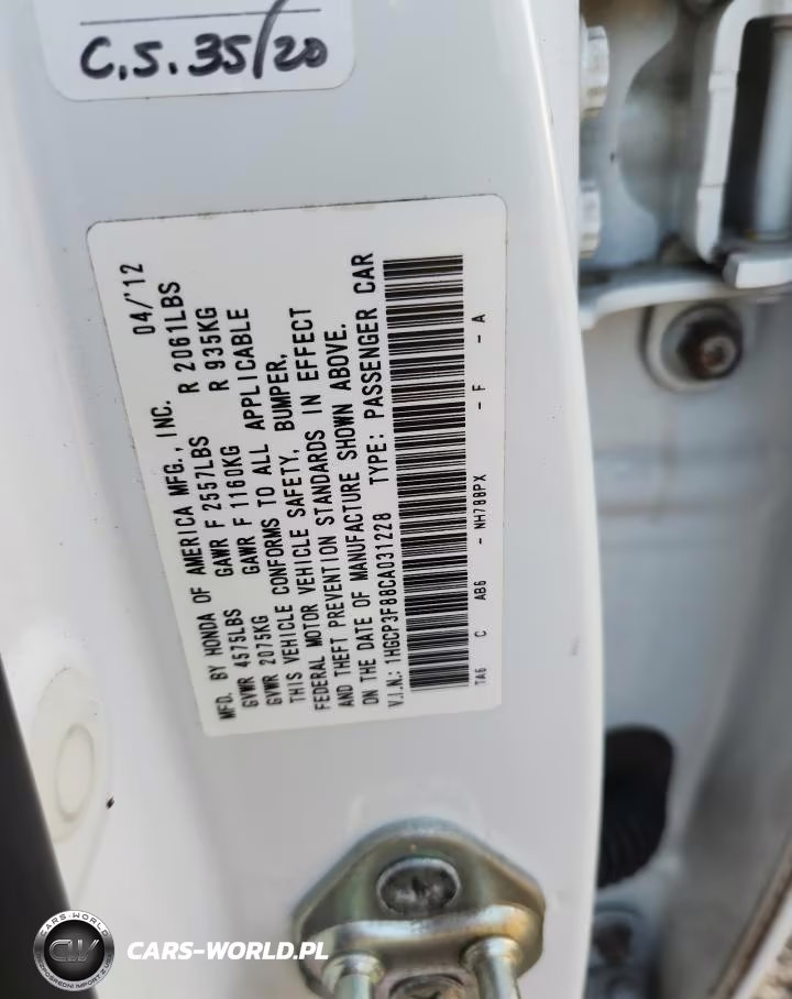2012 Honda Accord Exl VIN:1HGCP3F88CA031228 - 12
