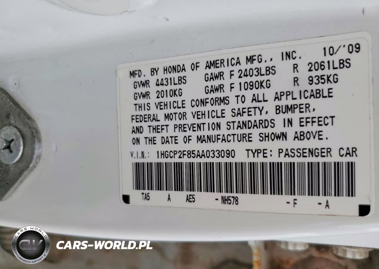 2010 Honda Accord Exl VIN:1HGCP2F85AA033090 - 12
