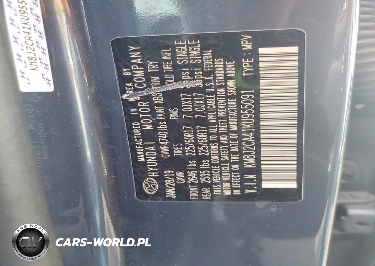 2019 Hyundai Tucson Se VIN:KM8J2CA41KU955091 - 12