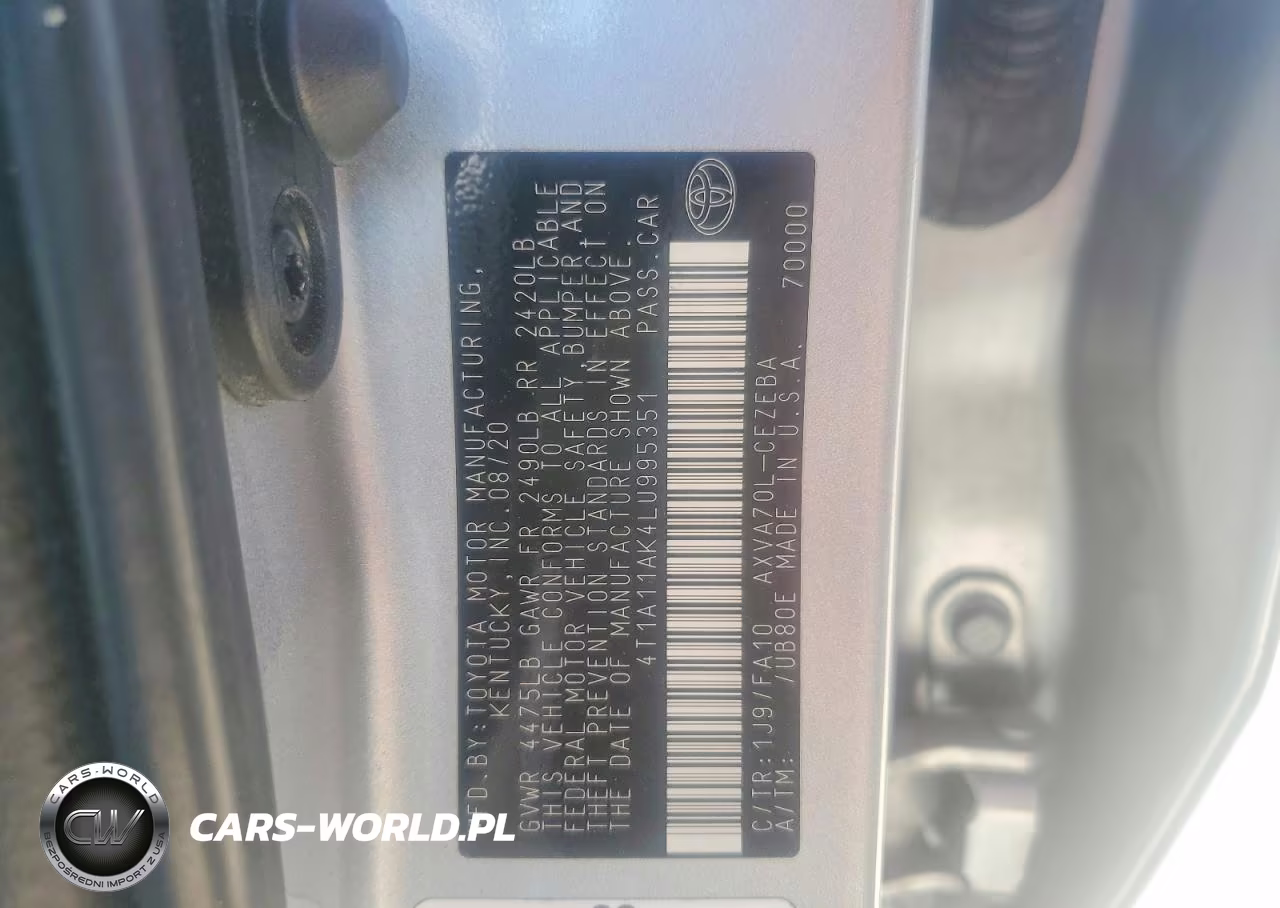 2020 Toyota Camry L VIN:4T1A11AK4LU995351 - 12