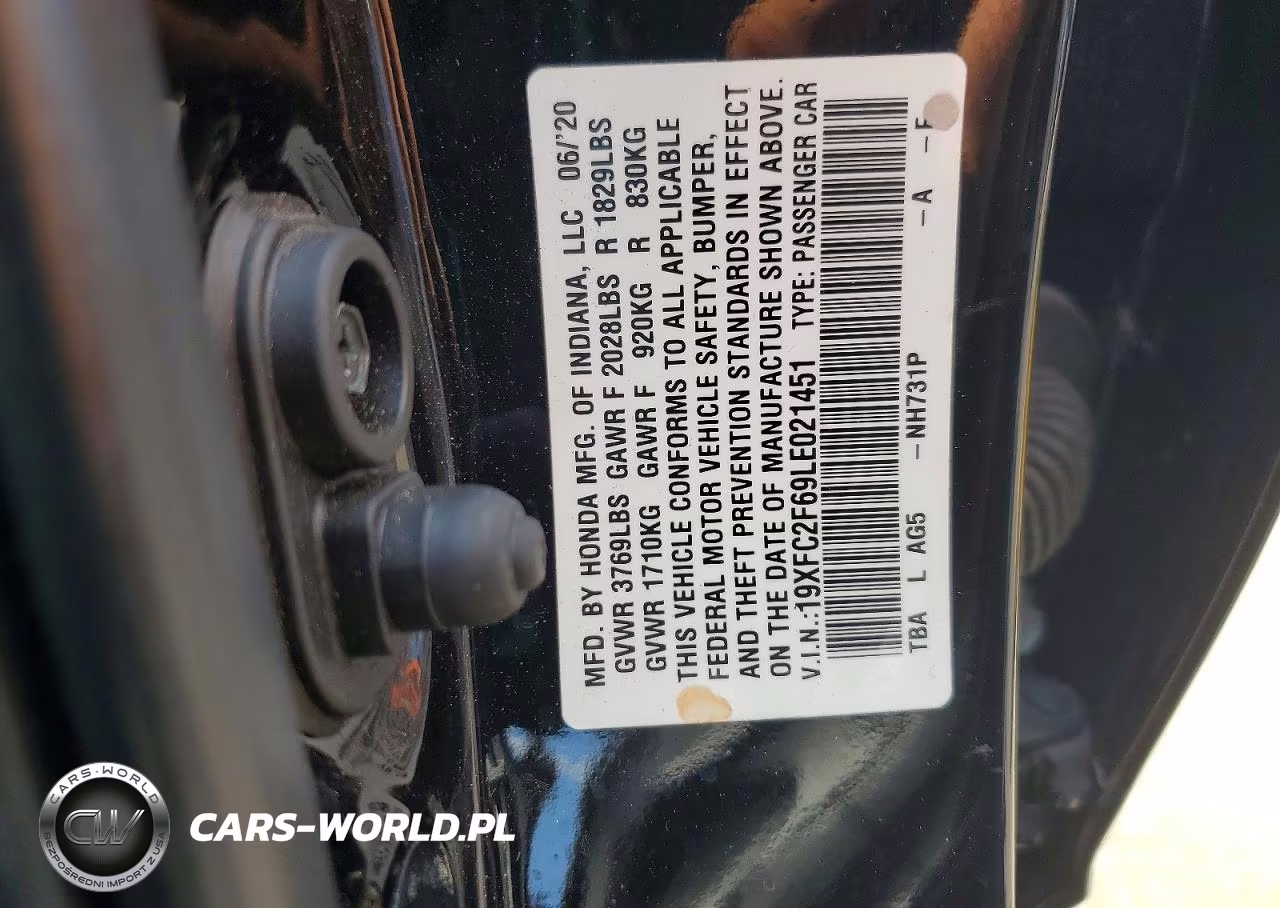 2020 Honda Civic Lx VIN:19XFC2F69LE021451 - 12