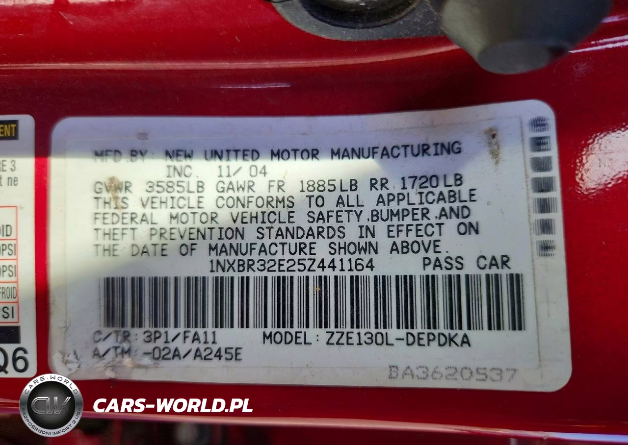 2005 Toyota Corolla Ce VIN:1NXBR32E25Z441164 - 12