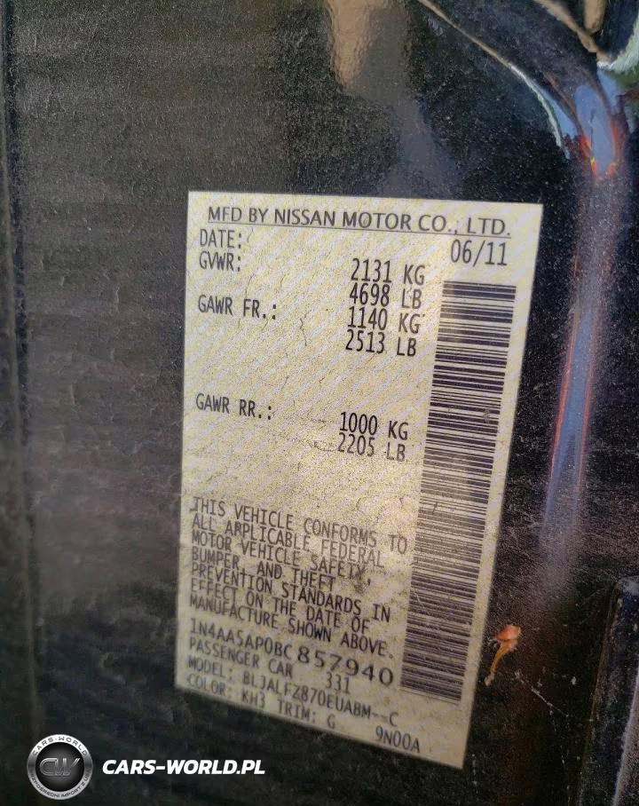 2011 Nissan Maxima 3.5 S VIN:1N4AA5AP0BC857940 - 12