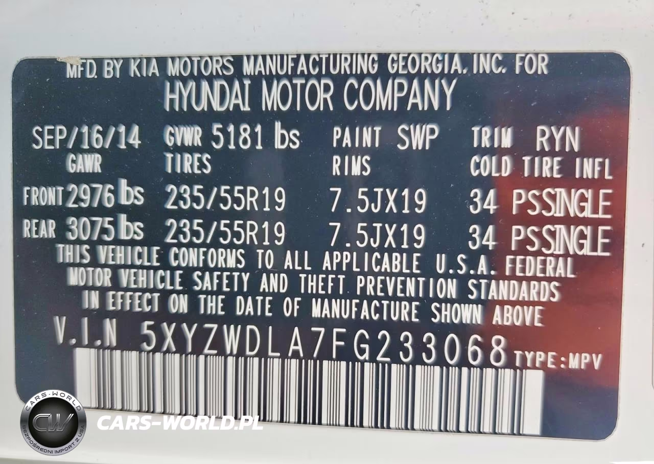2015 Hyundai Santa Fe Sport 2.0T VIN:5XYZWDLA7FG233068 - 14
