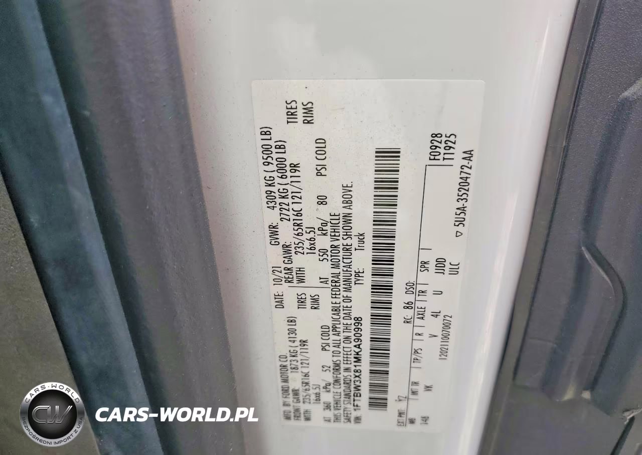 FORD TRANSIT T- VIN:1FTBW3X81MKA90998 - 13