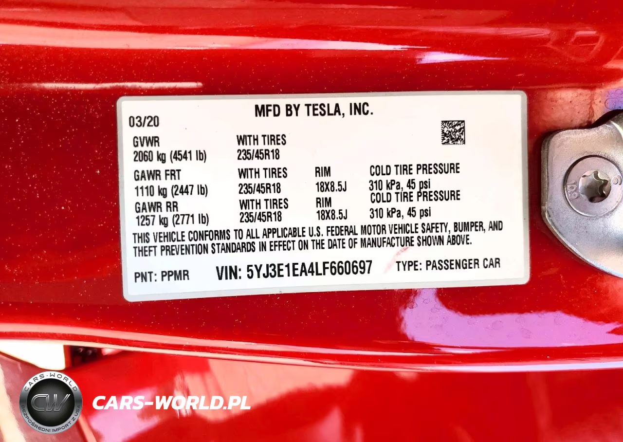 2020 Tesla Model 3 VIN:5YJ3E1EA4LF660697 - 12