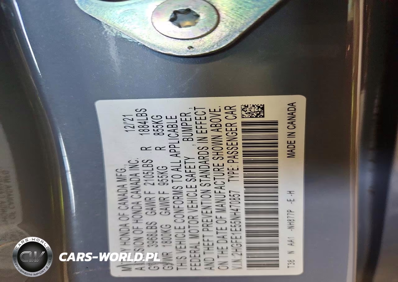 2022 Honda Civic Si VIN:2HGFE1E55NH470857 - 12