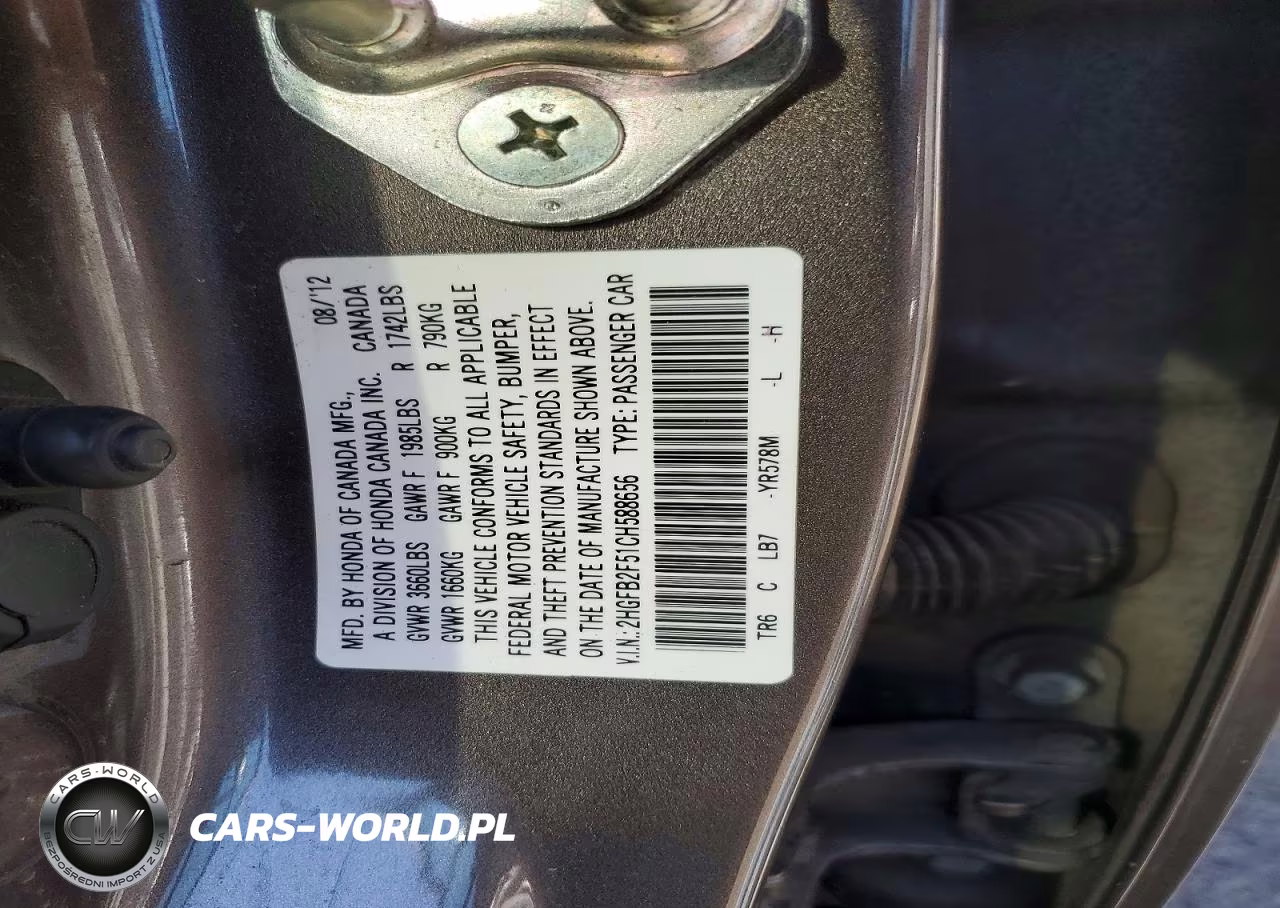 2012 Honda Civic Lx VIN:2HGFB2F51CH588656 - 12