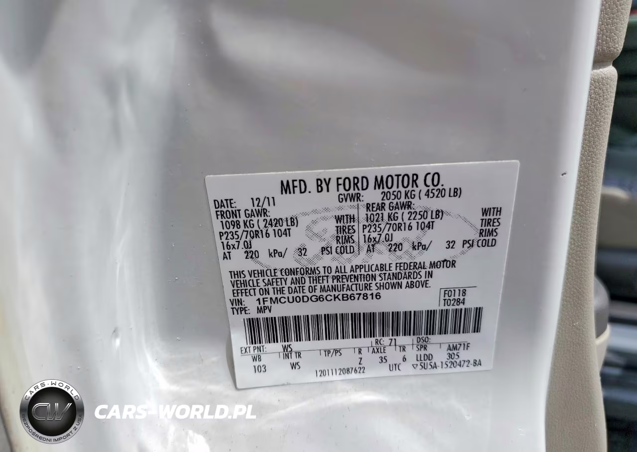 2012 Ford Escape Xlt VIN:1FMCU0DG6CKB67816 - 13