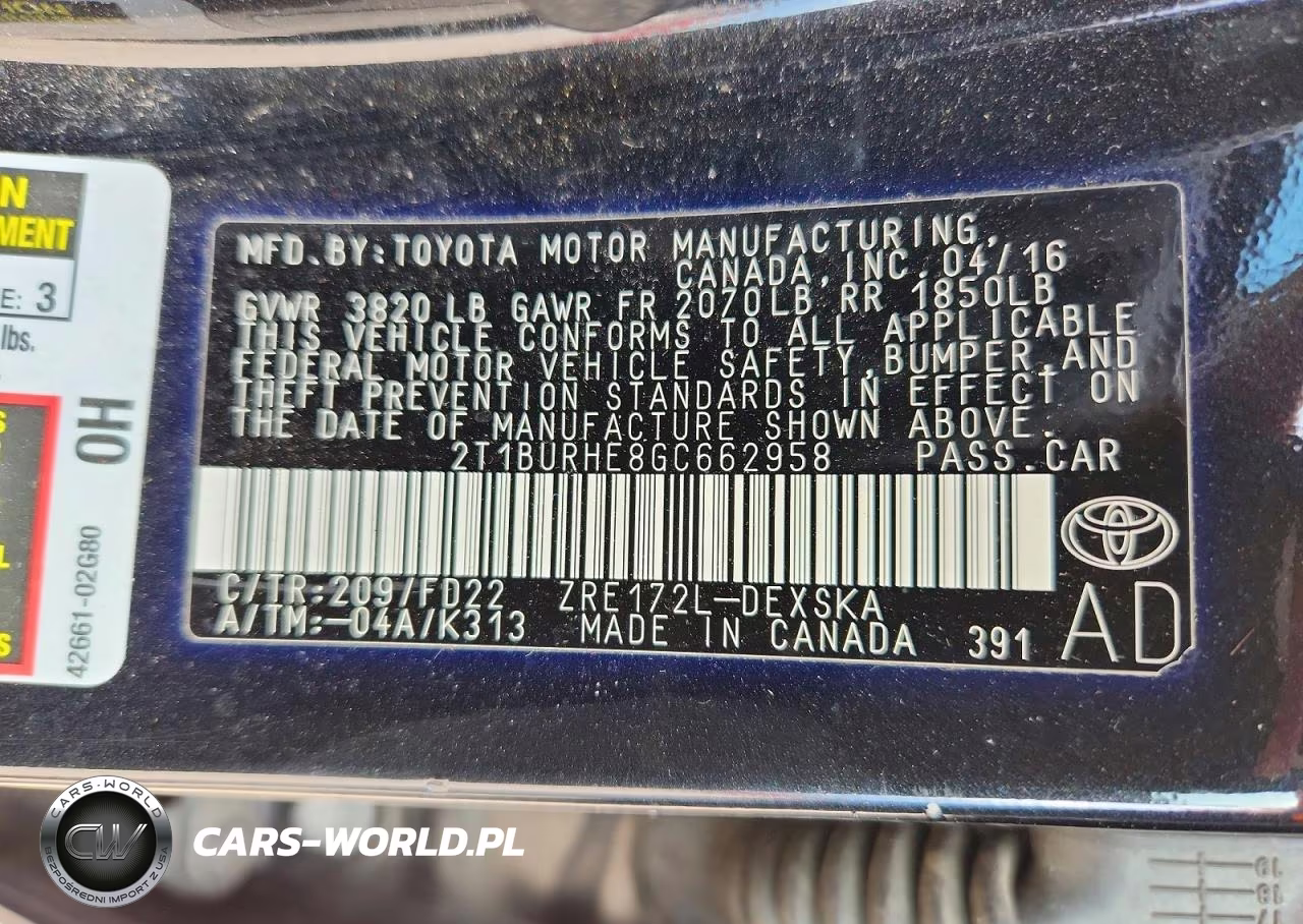 2016 Toyota Corolla S Plus VIN:2T1BURHE8GC662958 - 12