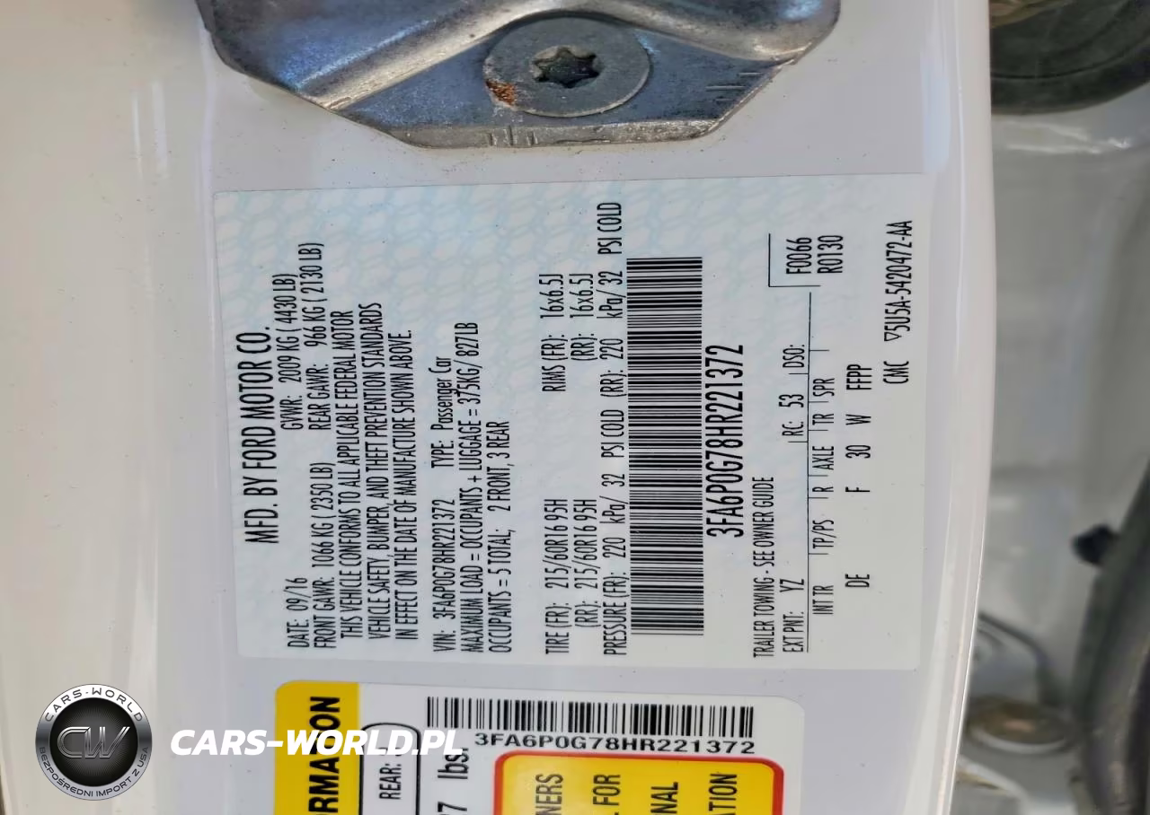 2017 Ford Fusion S VIN:3FA6P0G78HR221372 - 12