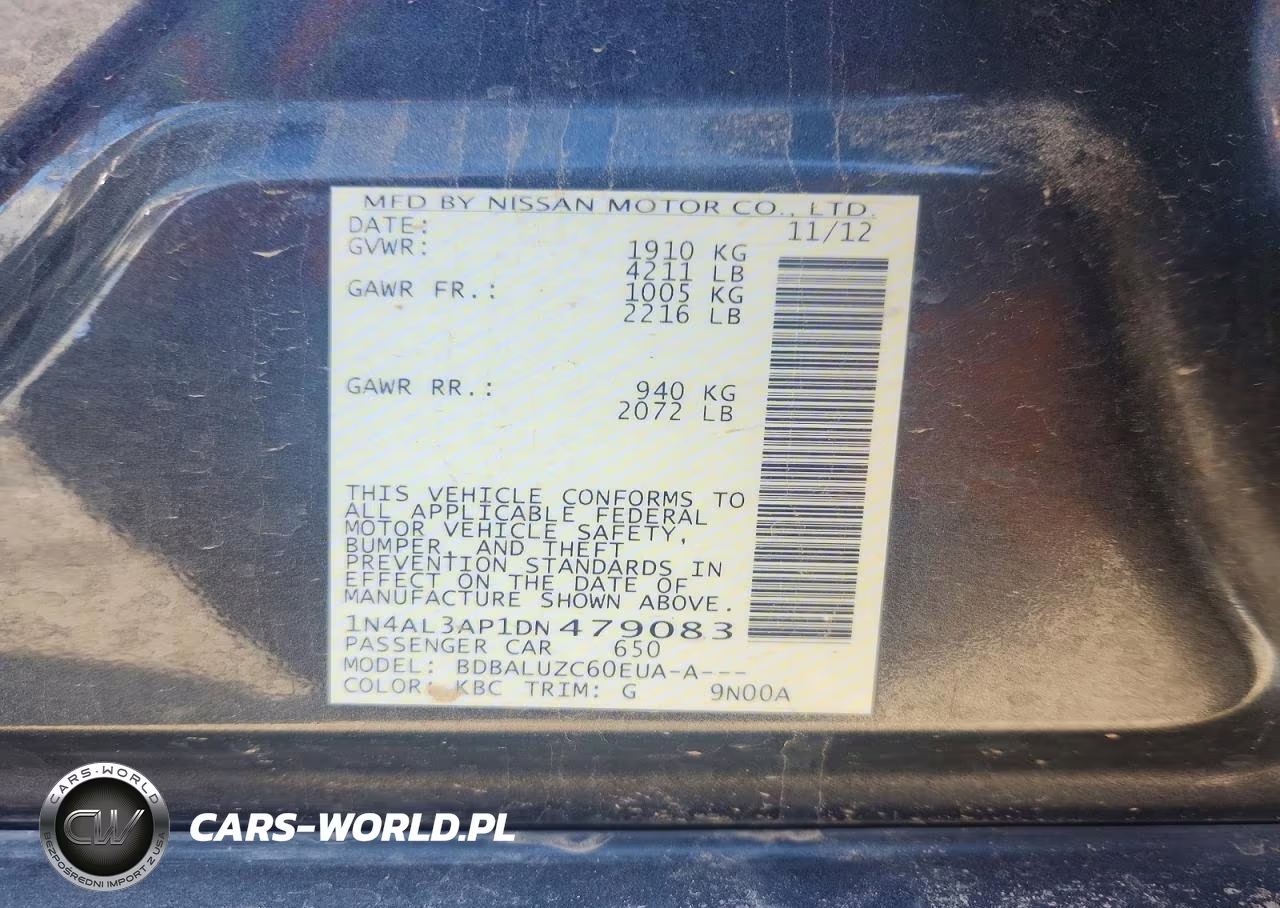 2013 Nissan Altima 2.5 VIN:1N4AL3AP1DN479083 - 12