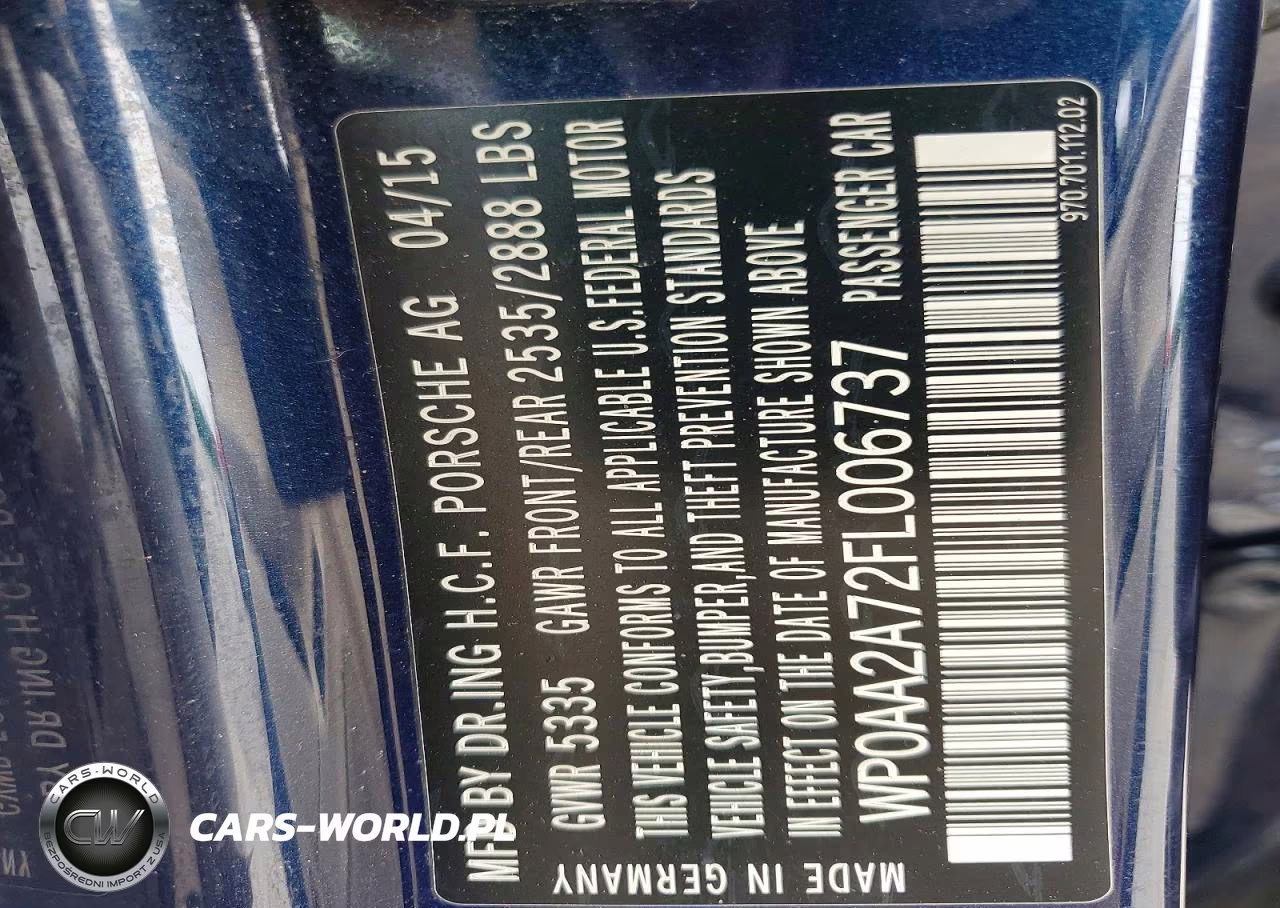 2015 Porsche Panamera 2 VIN:WP0AA2A72FL006737 - 12