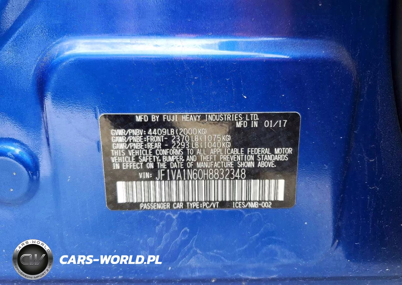 2017 Subaru Wrx Limited VIN:JF1VA1N60H8832348 - 13
