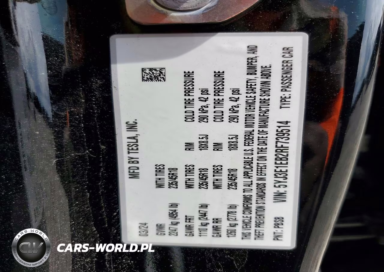 2024 Tesla Model 3 VIN:5YJ3E1EB2RF739514 - 12